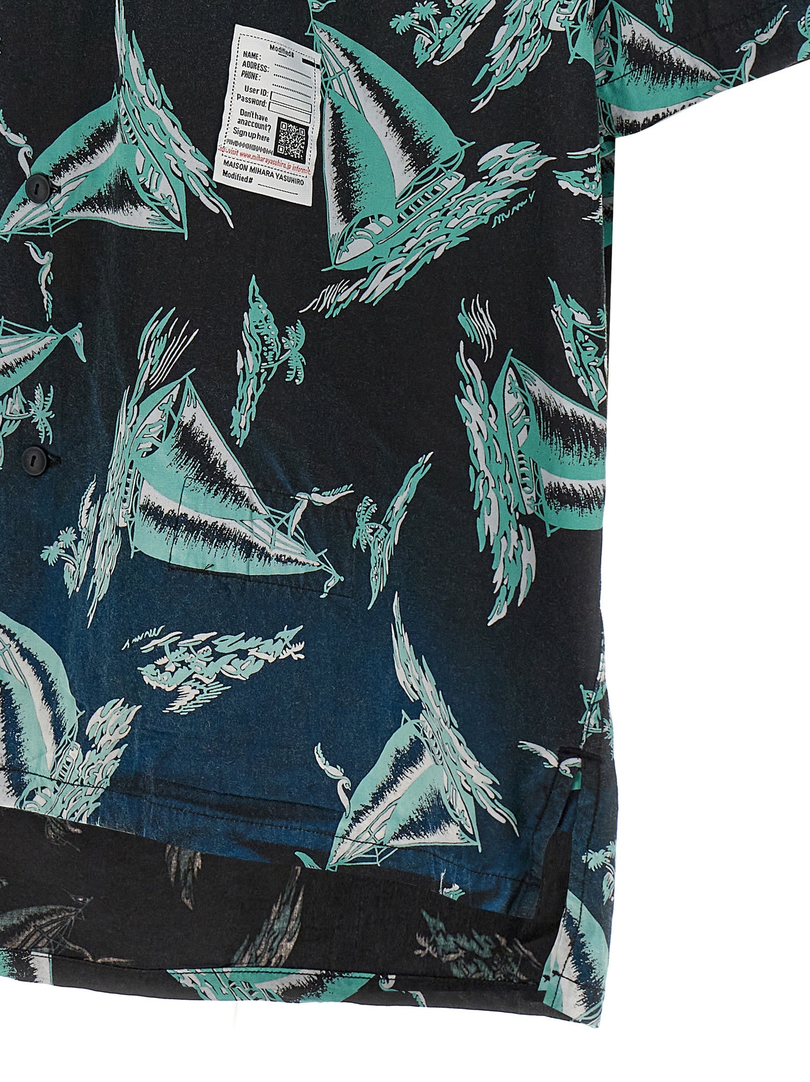 Maison Mihara Yasuhiro Blaue Rayon-Bluse