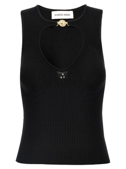 Marine Serre Schwarze Tanktops aus Viskose