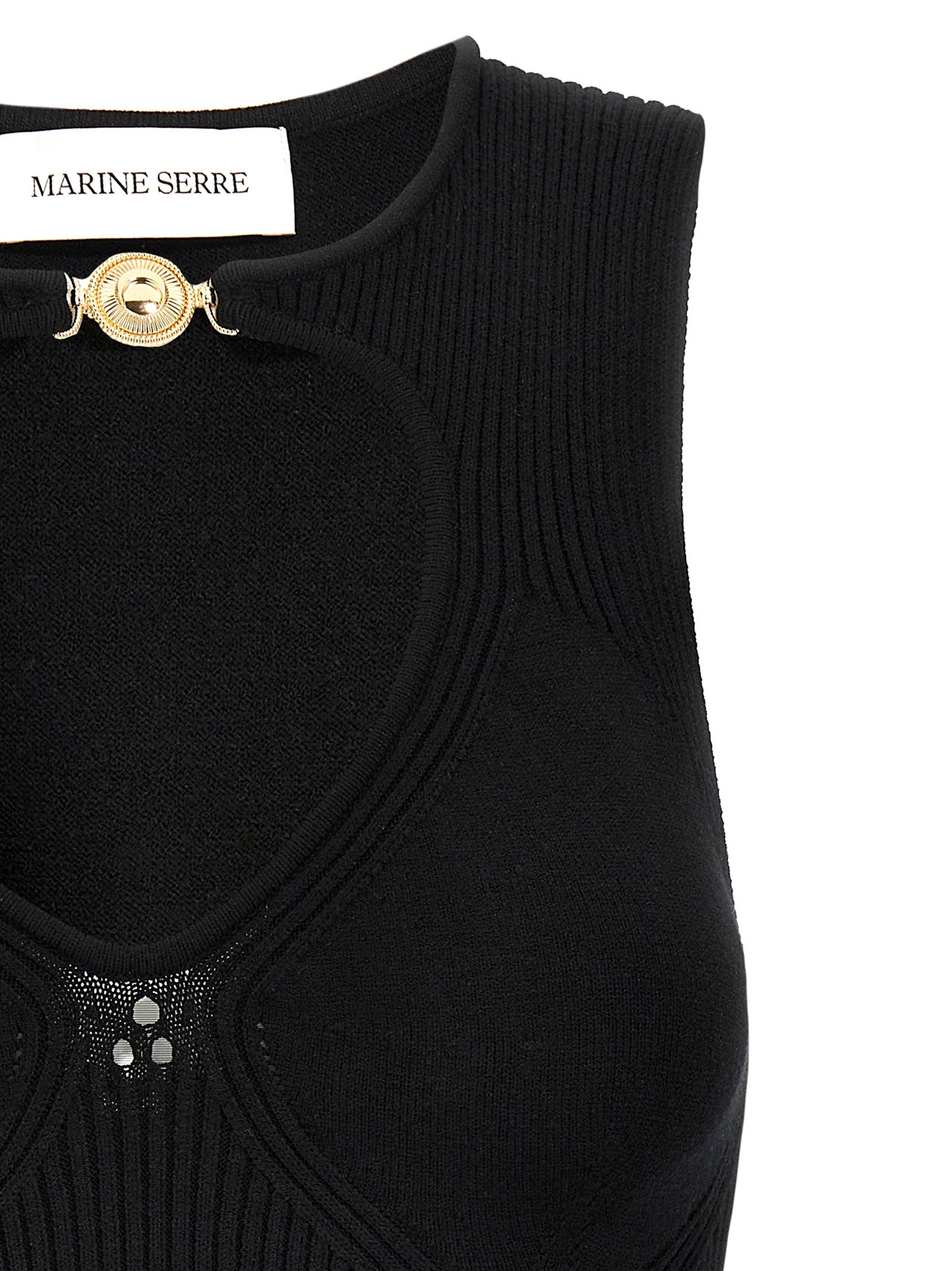 Marine Serre Schwarze Tanktops aus Viskose