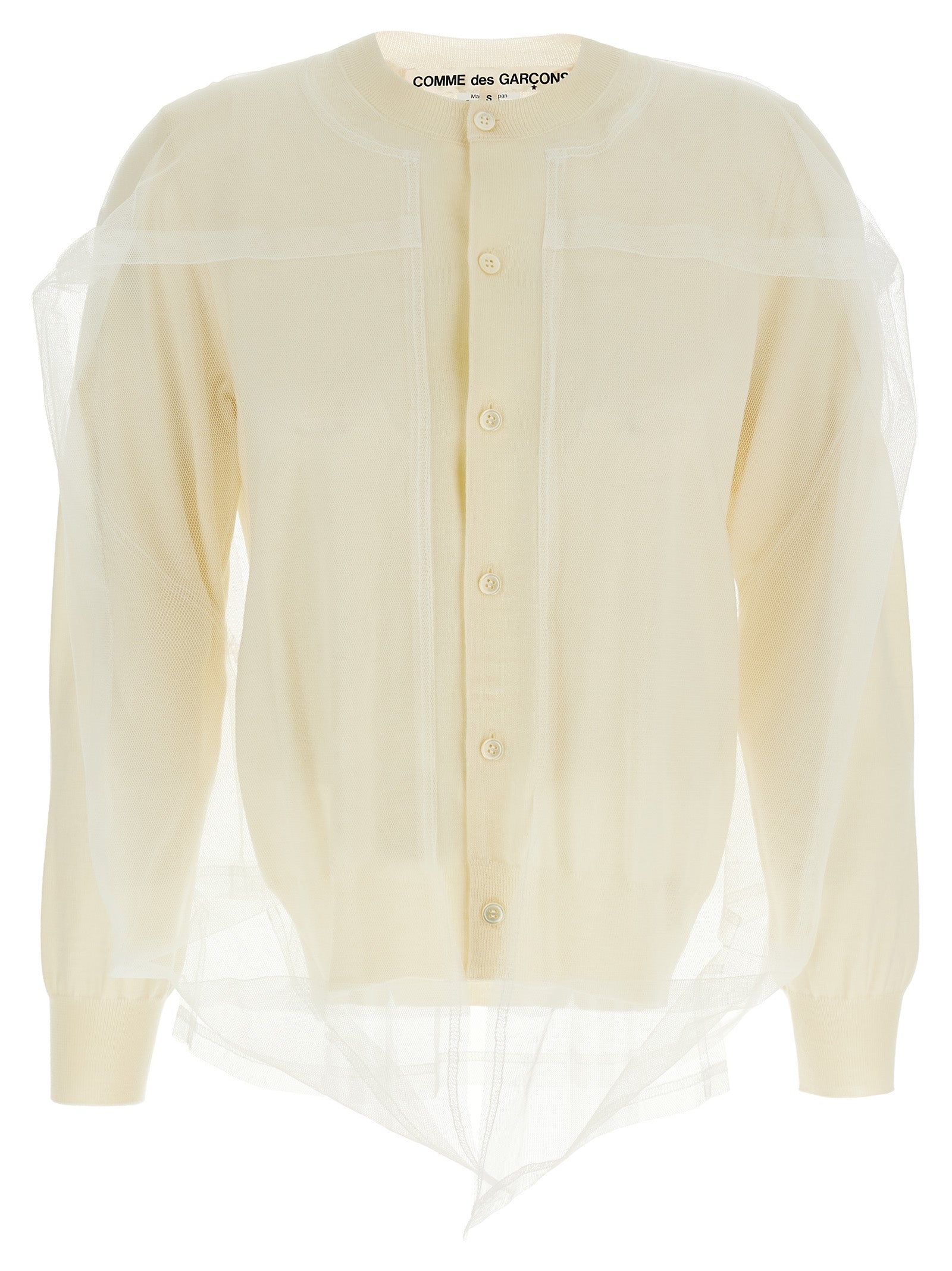 Comme Des Garçons Weiße Wollstrickjacke