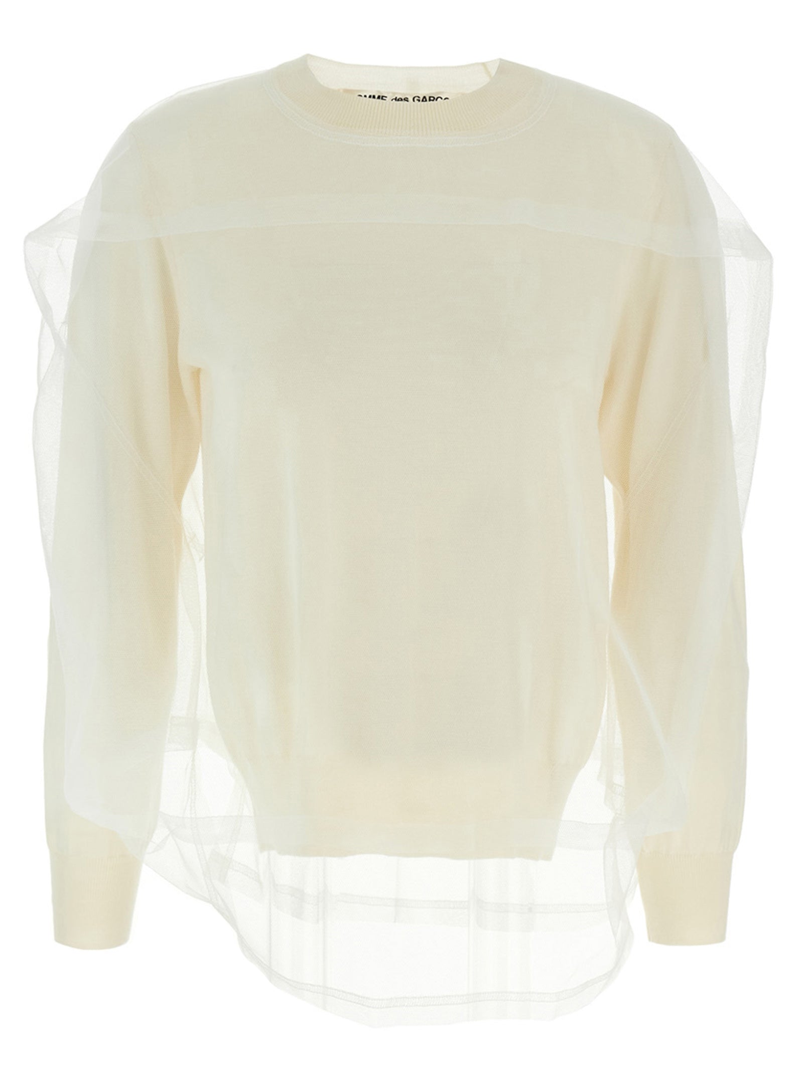 Comme Des Garçons Weiße Wollstrickjacke