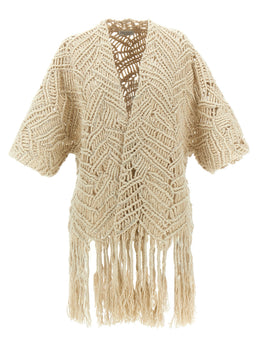 Brunello Cucinelli Beige Seidenstrickjacke