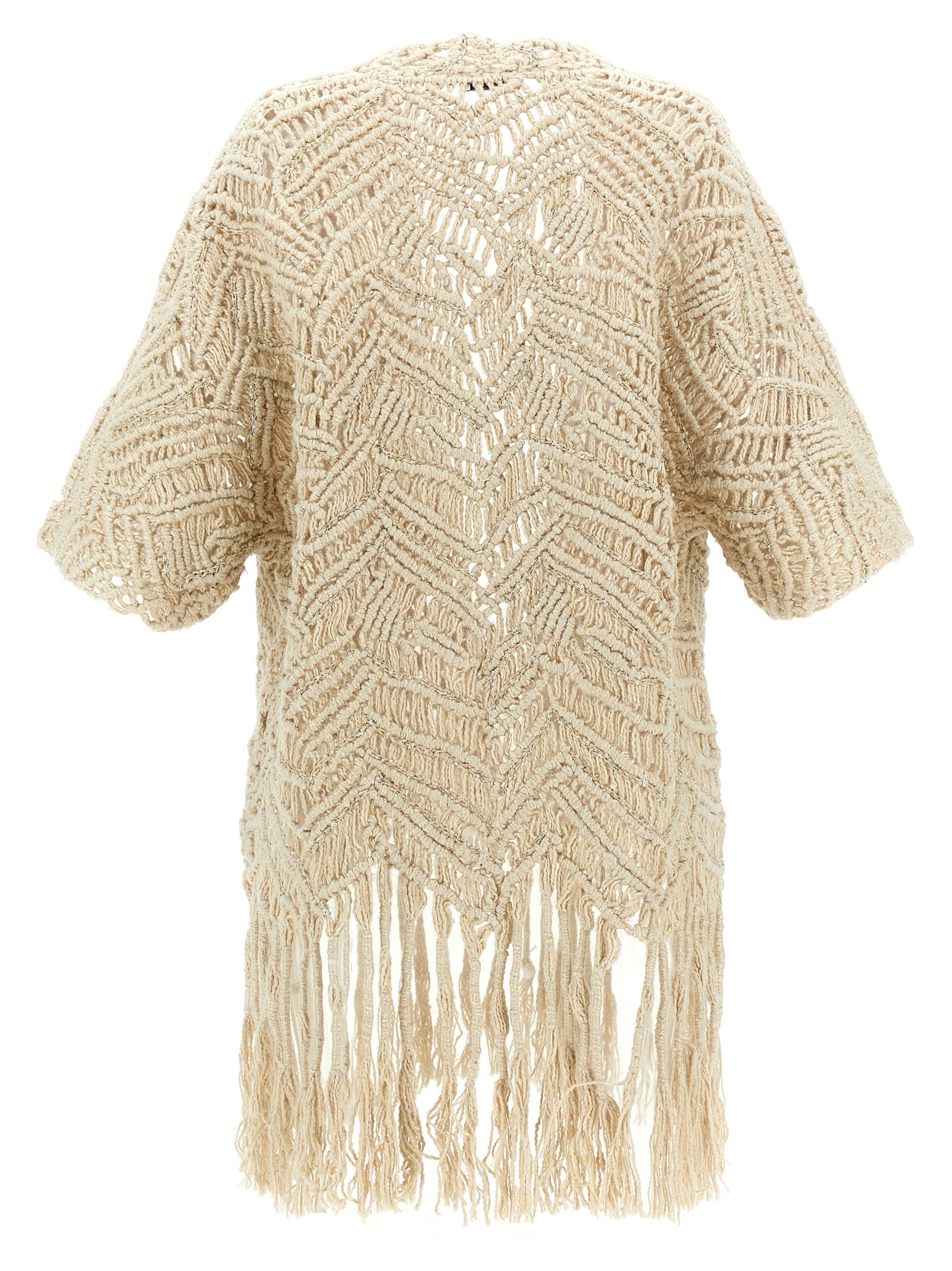 Brunello Cucinelli Beige Seidenstrickjacke