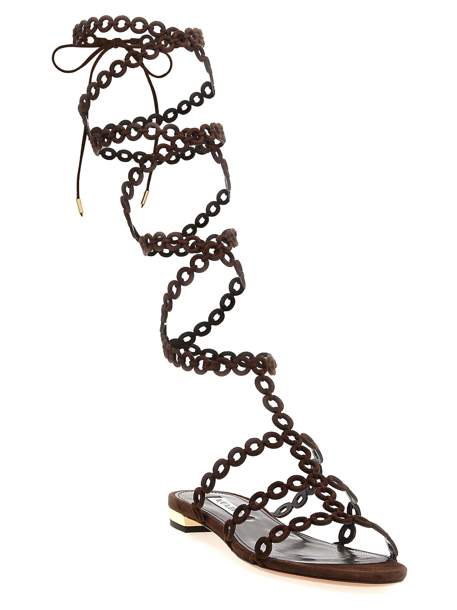 Aquazzura Braune Sandalen aus Ziegenleder