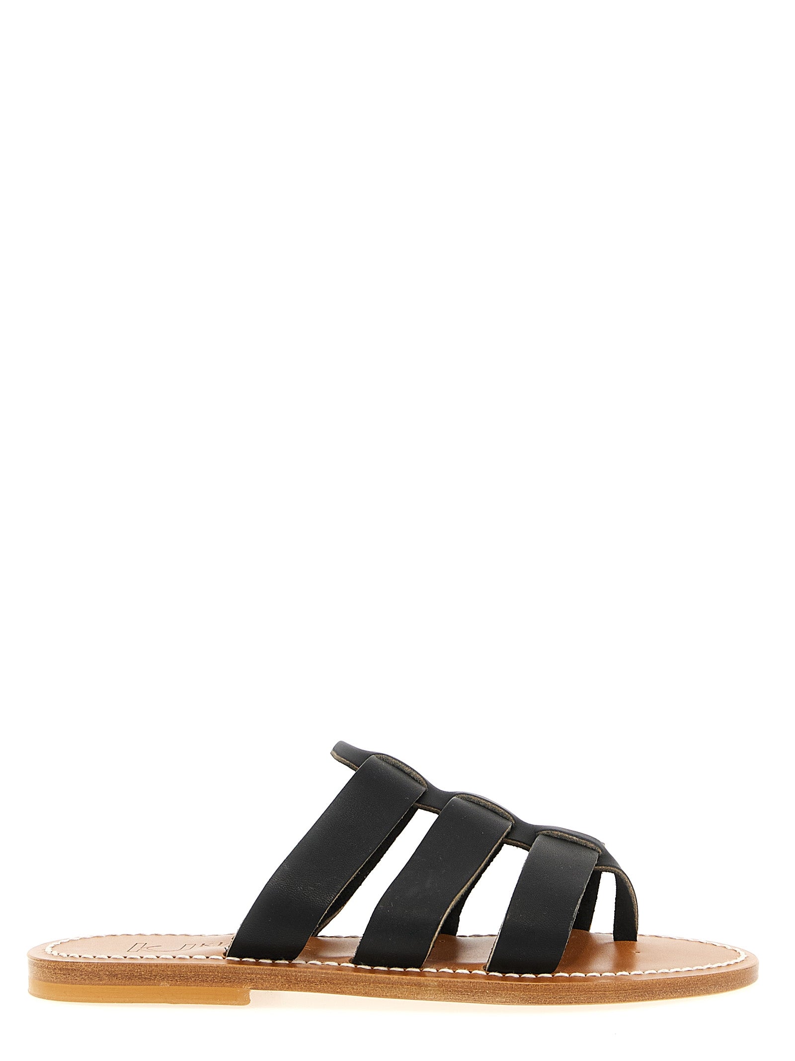 K.JACQUES SAINT TROPEZ Schwarze Kuhleder-Slipper