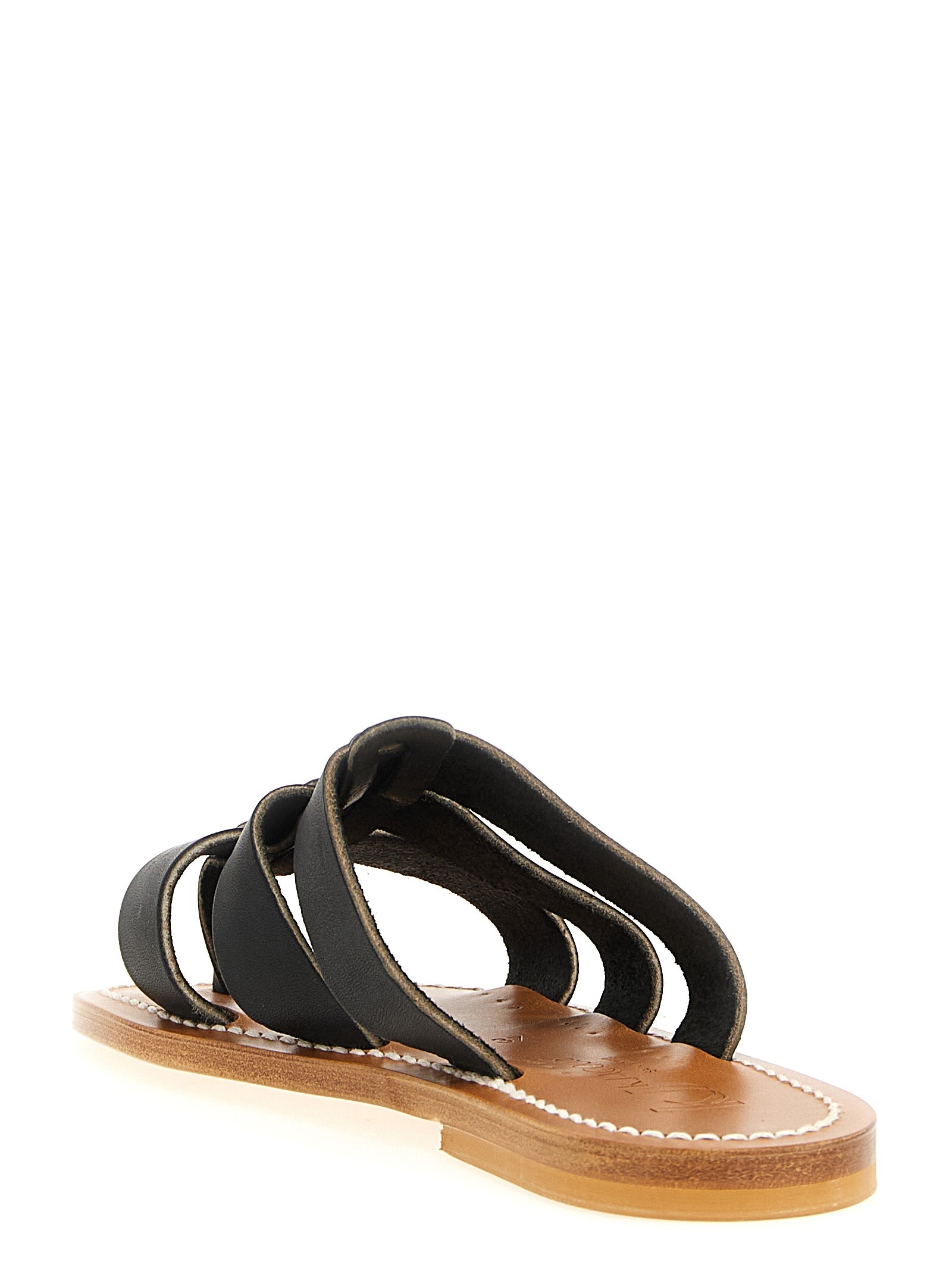 K.JACQUES SAINT TROPEZ Schwarze Kuhleder-Slipper