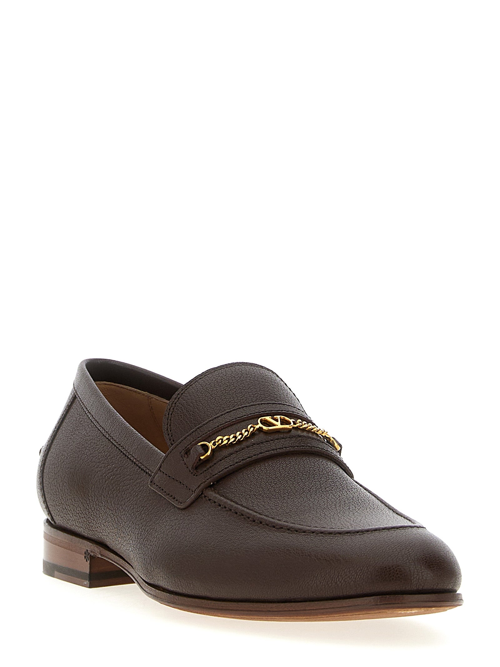 Valentino Garavani Braune Loafer aus Ziegenleder