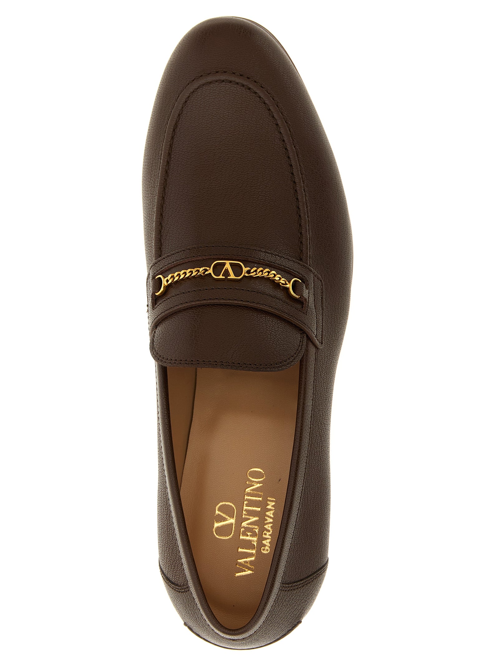 Valentino Garavani Braune Loafer aus Ziegenleder
