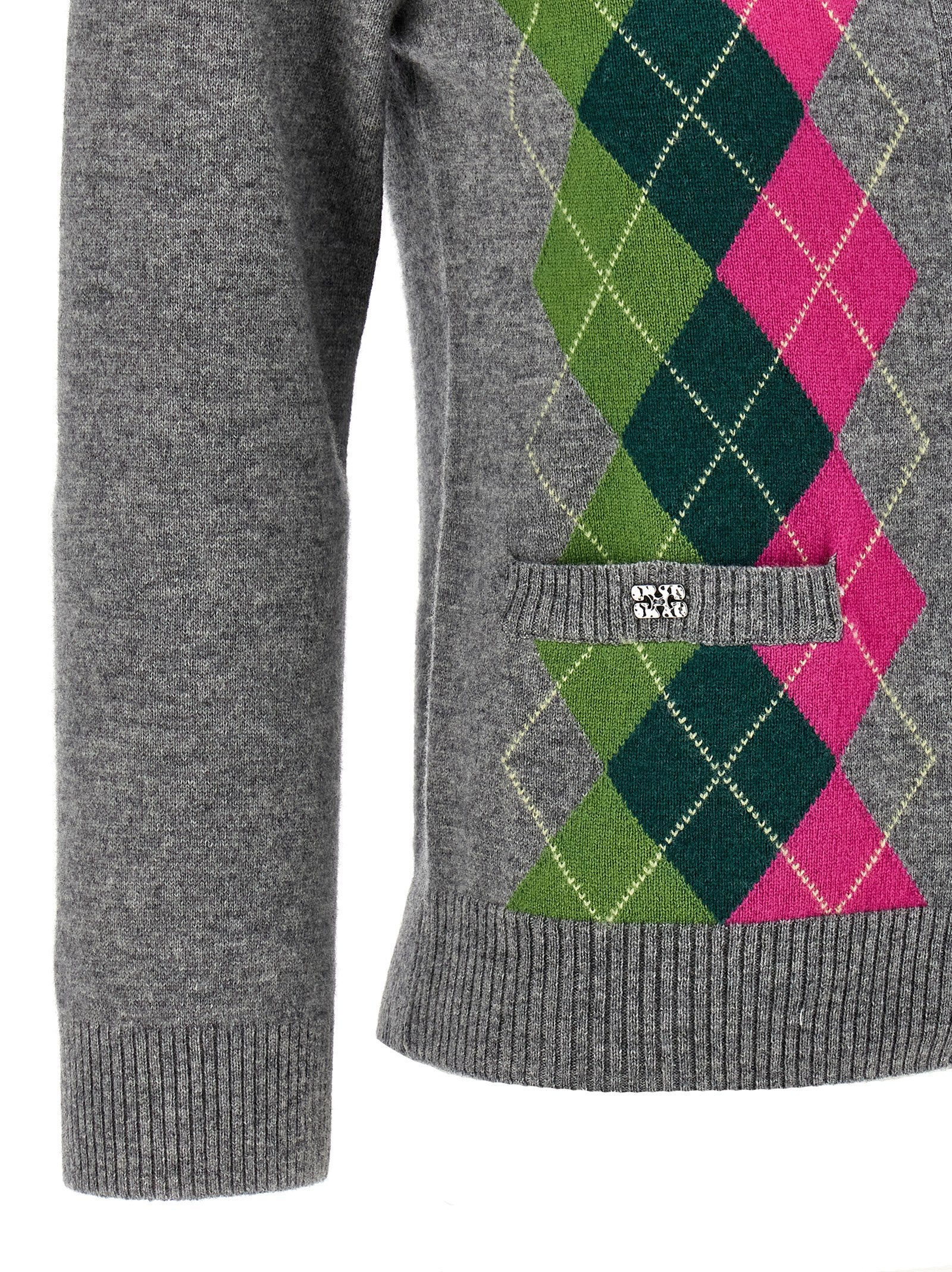 Ganni Grauer Cardigan aus Merinowolle