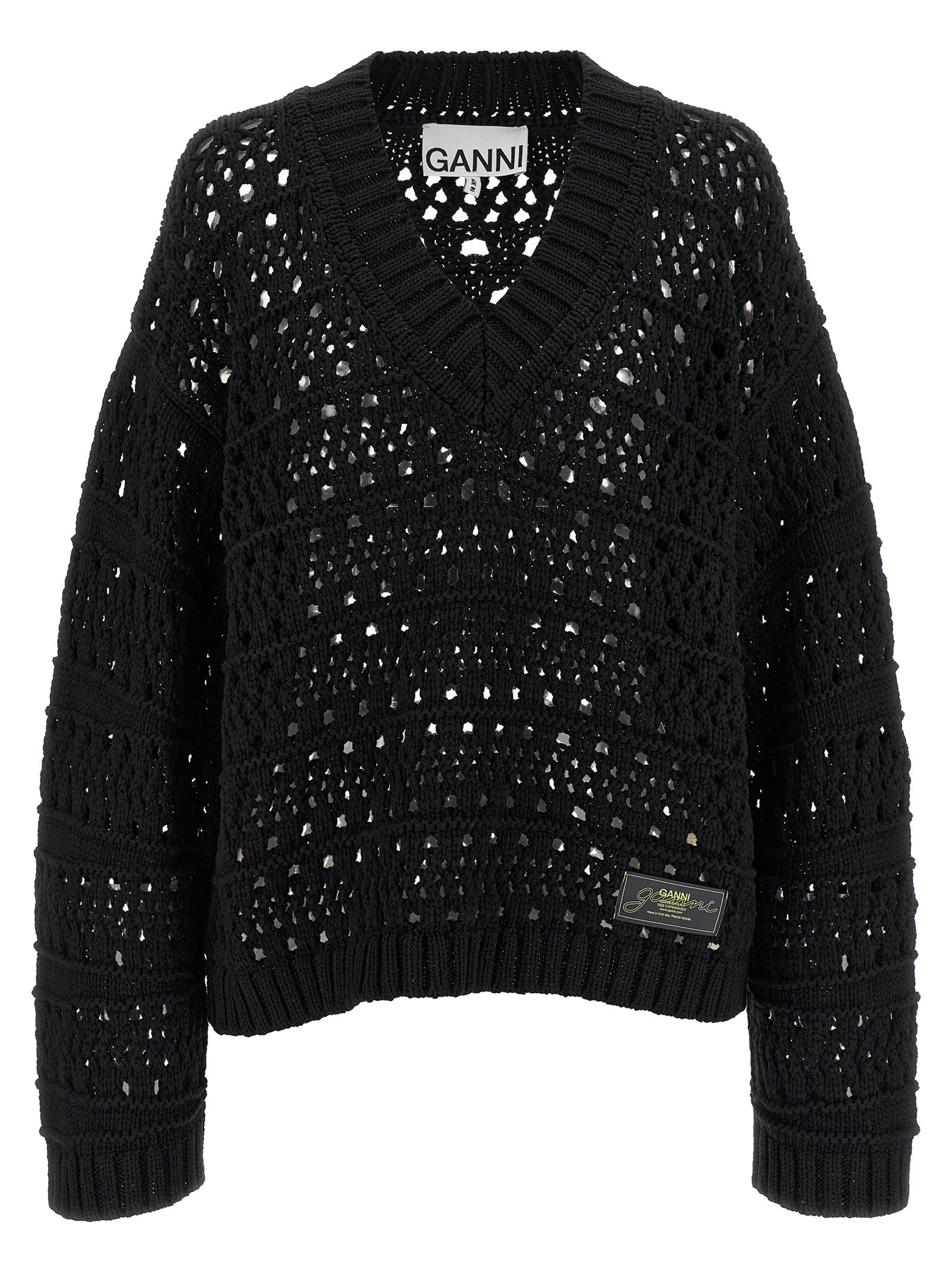 Ganni Schwarzer Baumwollcardigan