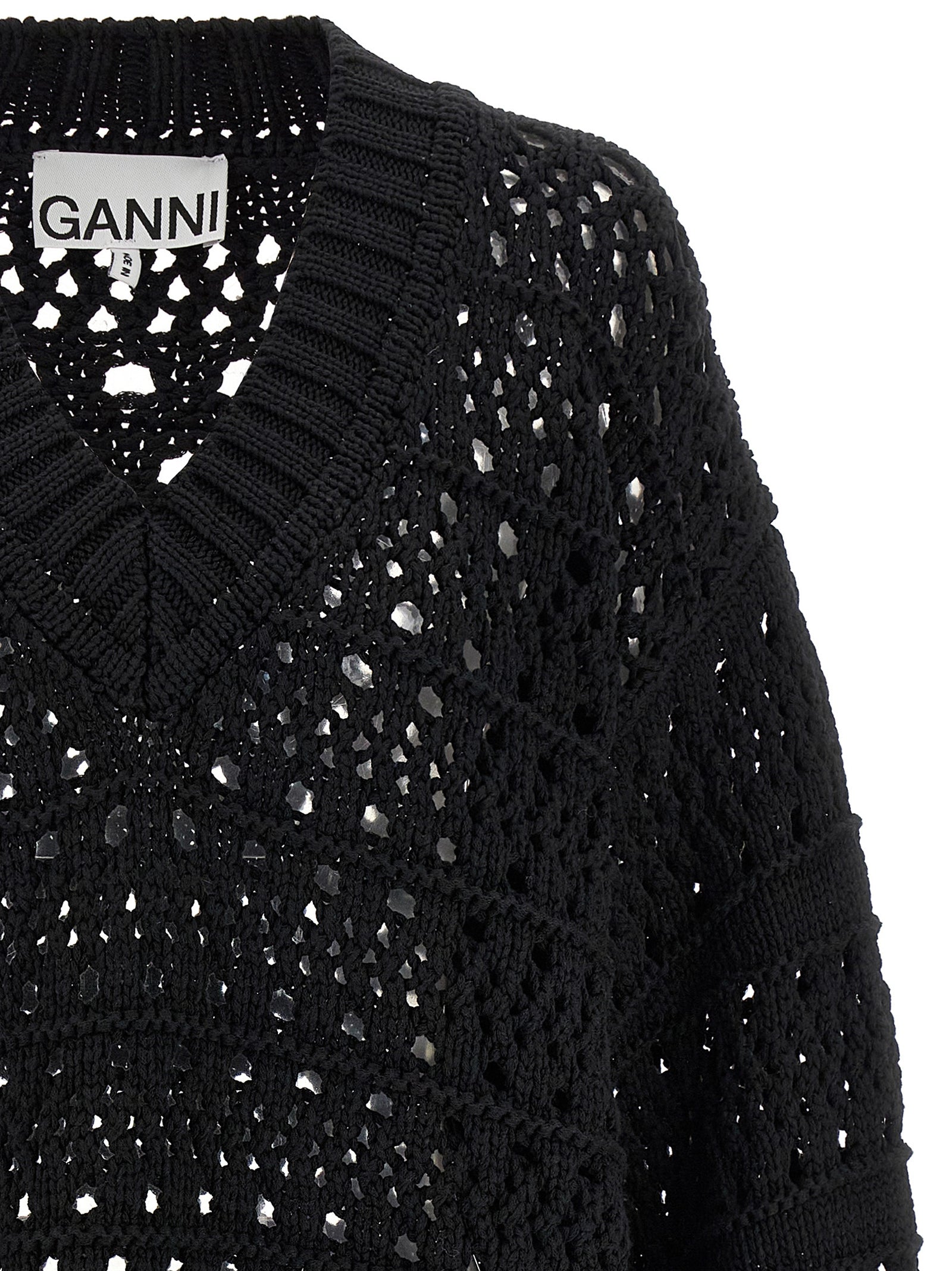 Ganni Schwarzer Baumwollcardigan