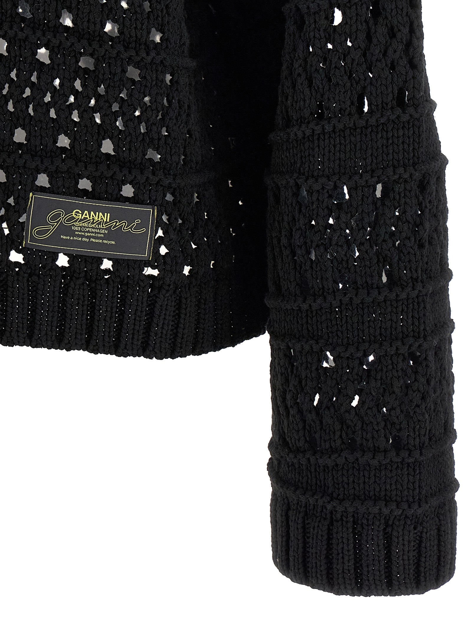 Ganni Schwarzer Baumwollcardigan