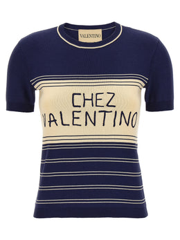 Valentino Garavani Blaues Baumwoll-T-Shirt