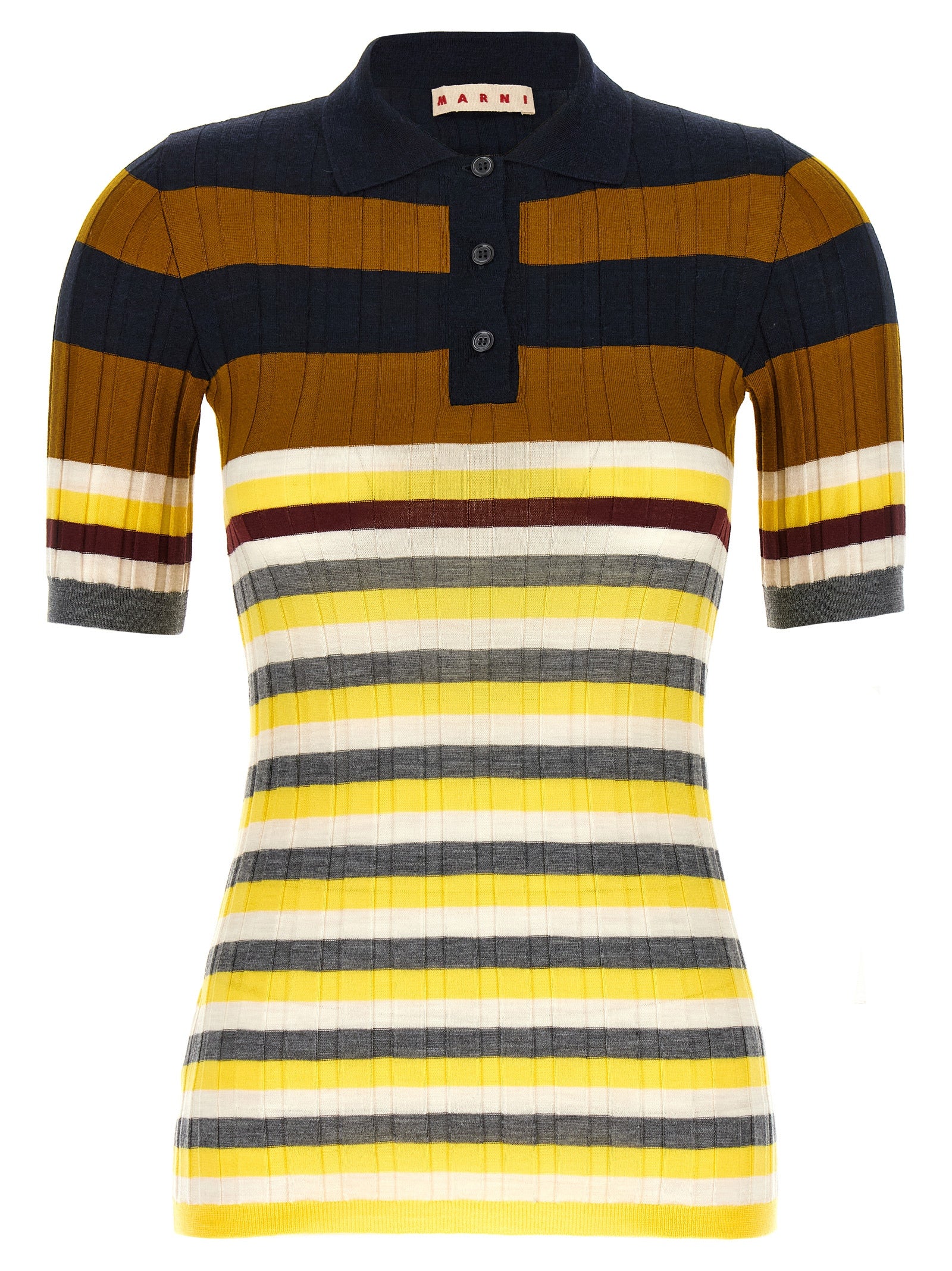 Marni Mehrfarbiges Poloshirt aus reiner Schurwolle