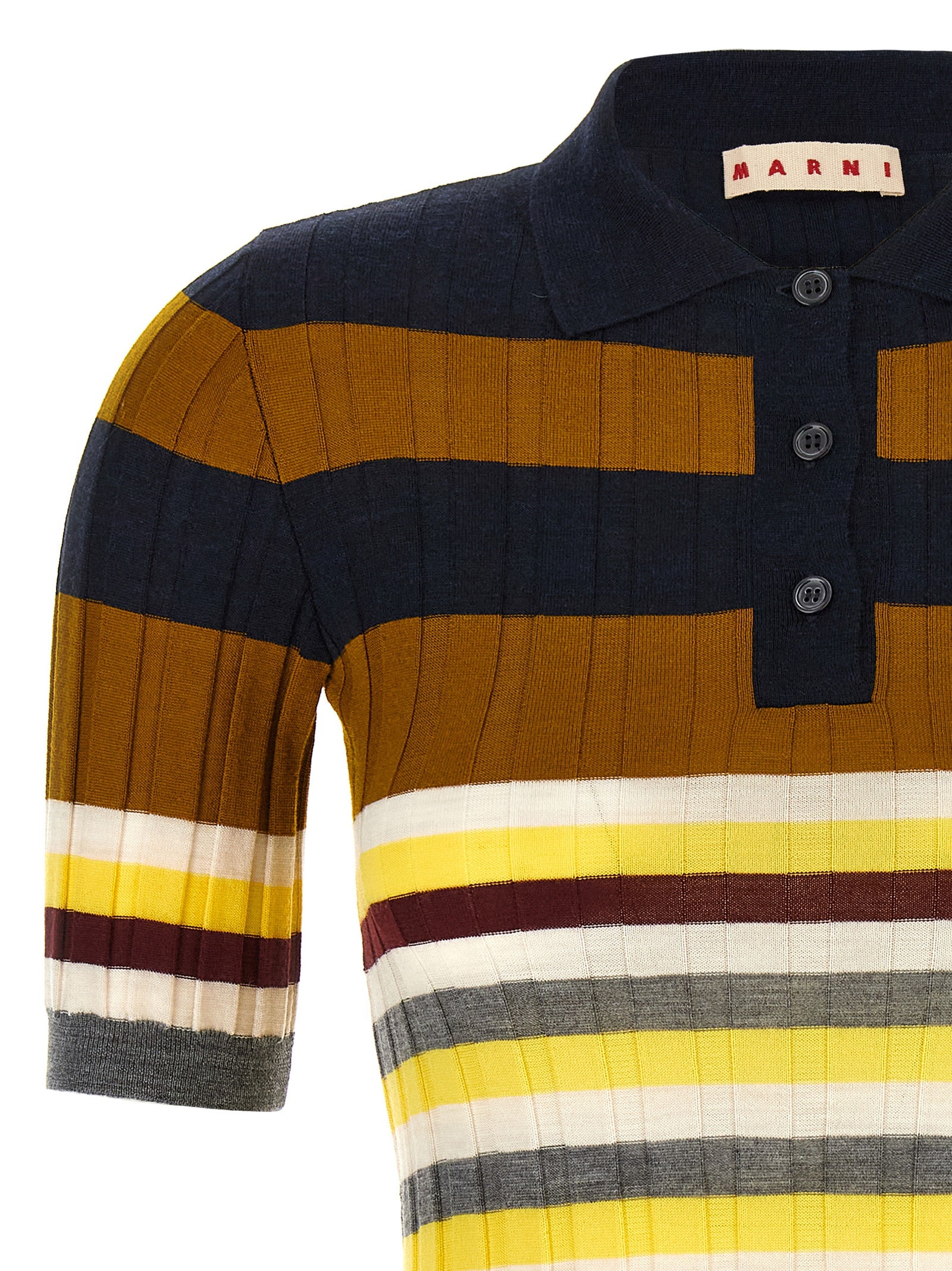 Marni Mehrfarbiges Poloshirt aus reiner Schurwolle