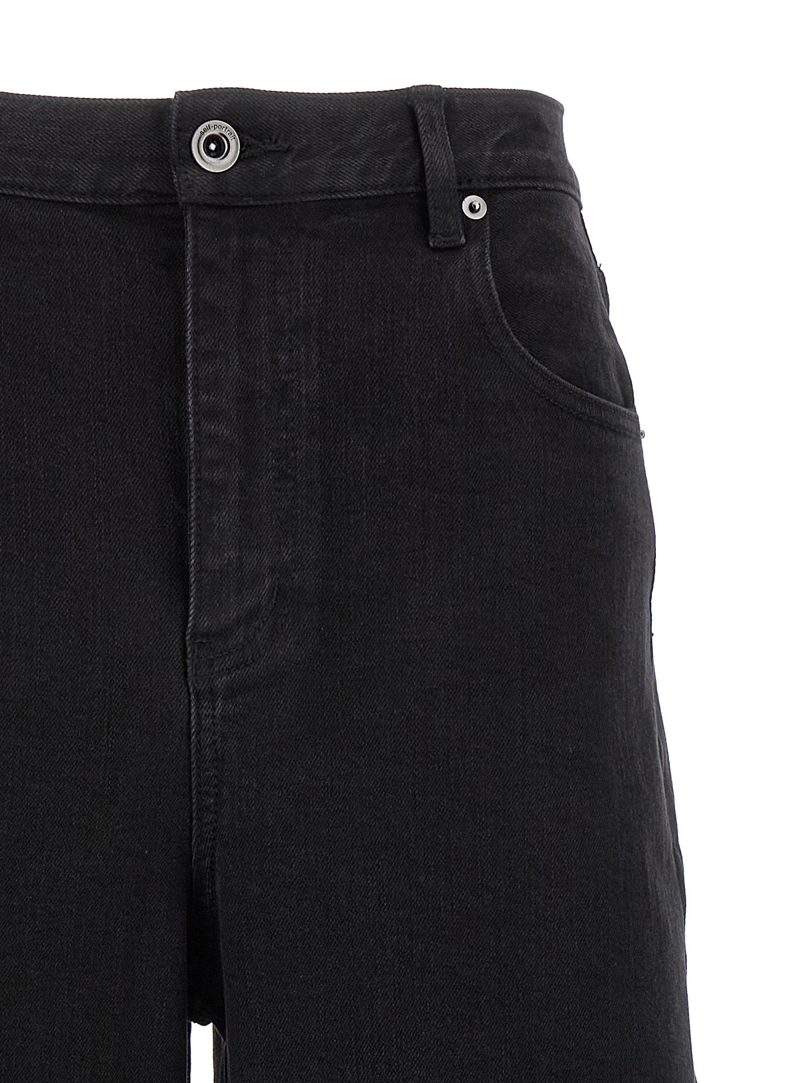 Self-Portrait Schwarze Jeans aus Baumwolle mit geradem Bein