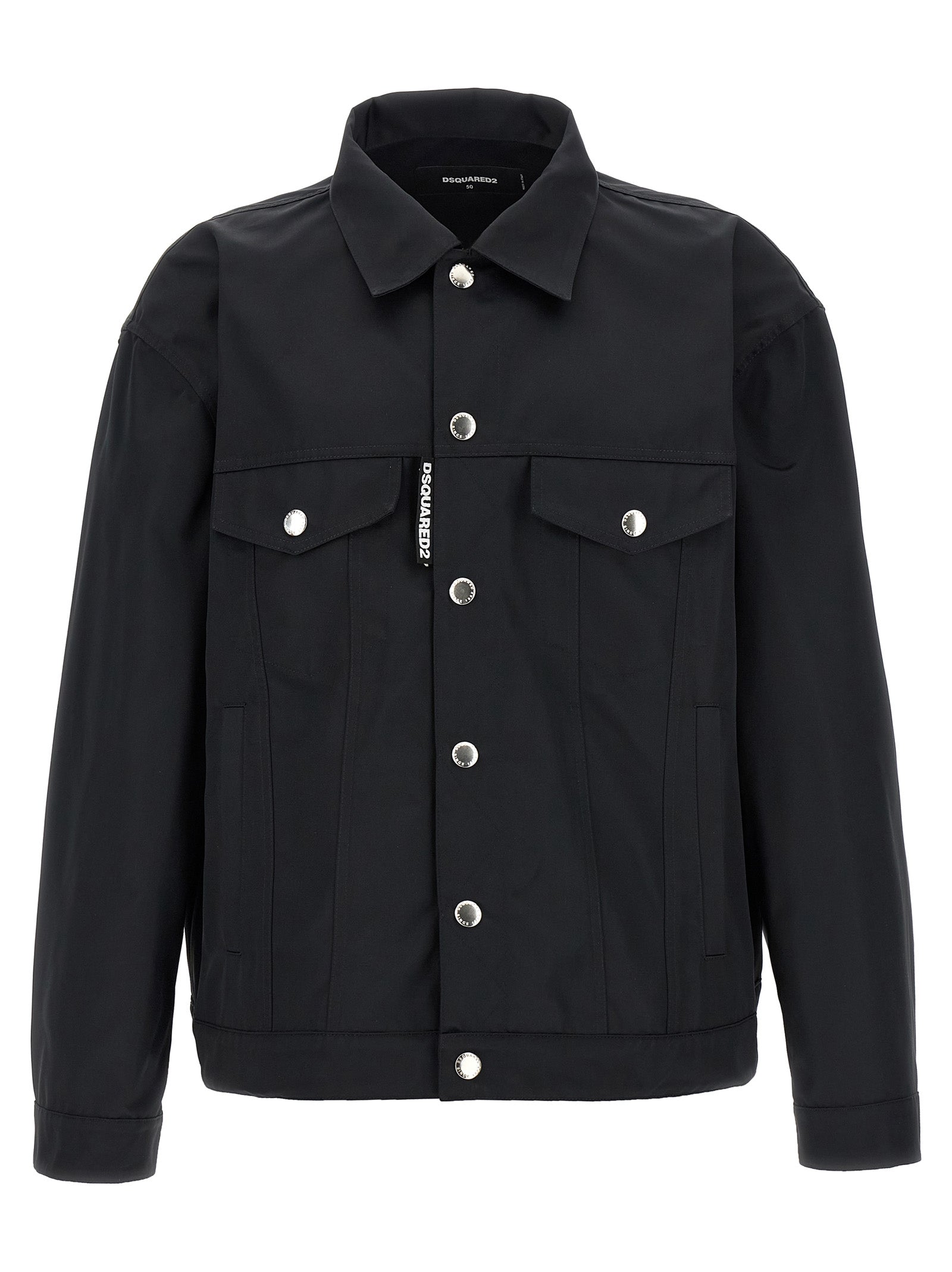 Dsquared² Schwarze Polyester-Jacke in voller Länge