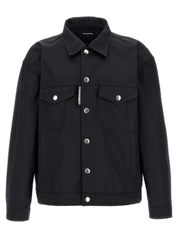 Dsquared² Schwarze Polyester-Jacke in voller Länge