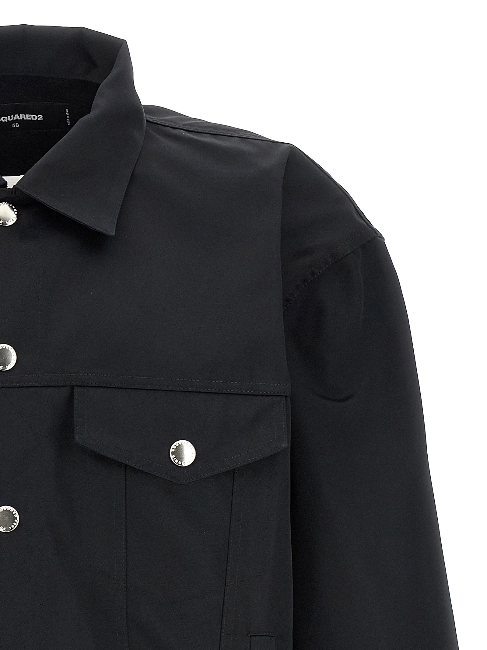 Dsquared² Schwarze Polyester-Jacke in voller Länge
