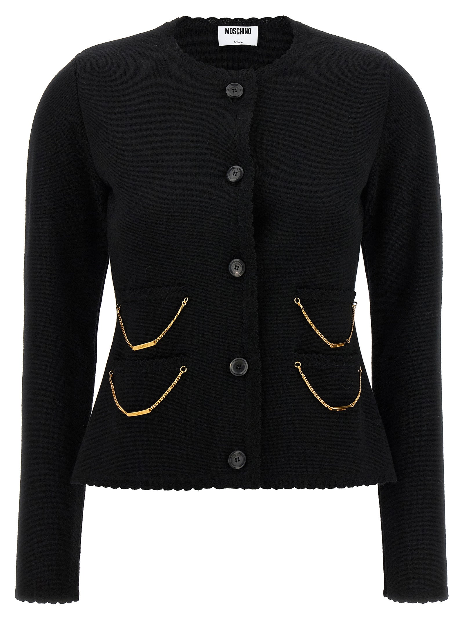 Moschino Schwarzer Cardigan aus Schurwolle