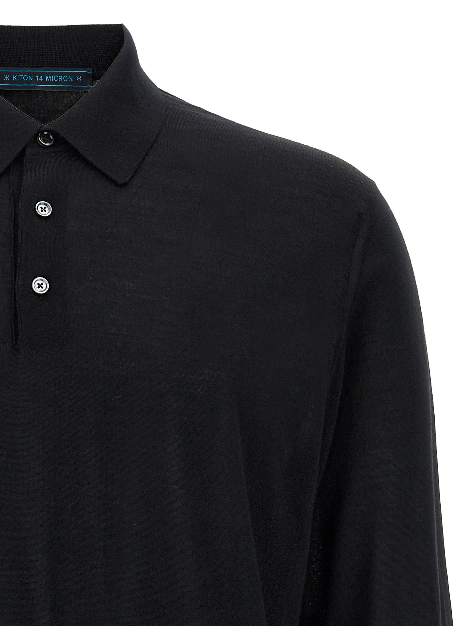 Kiton Schwarzes Woll-Poloshirt