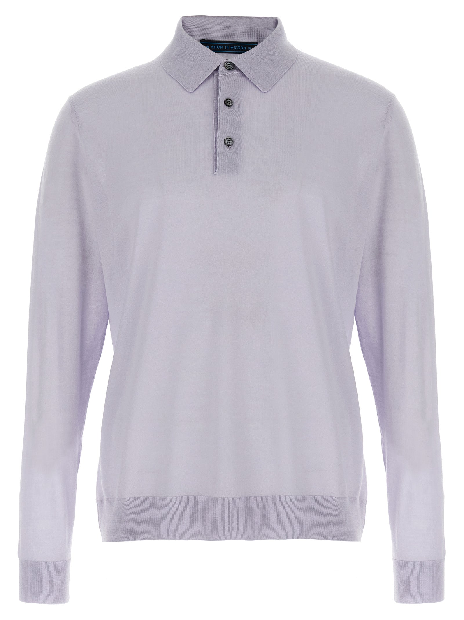 Kiton Blaues Woll-Poloshirt