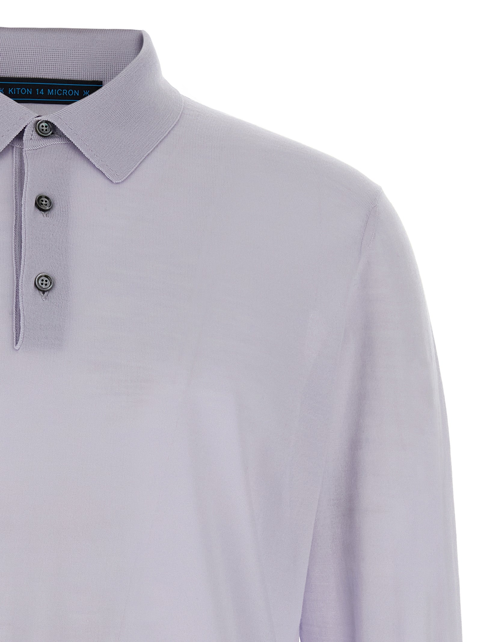 Kiton Blaues Woll-Poloshirt