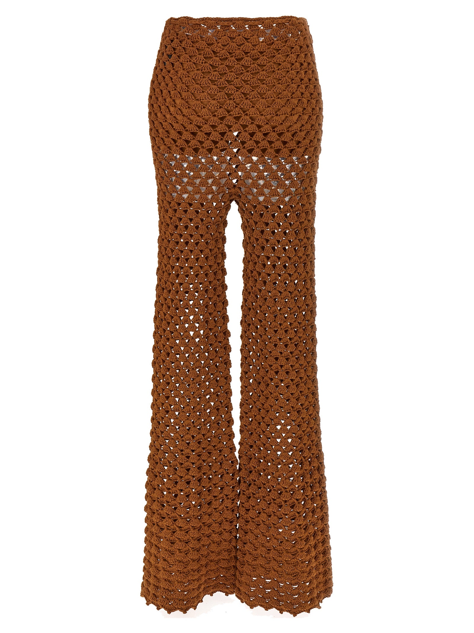 Ermanno Scervino Braune Baumwollhose mit ausgestelltem Bein