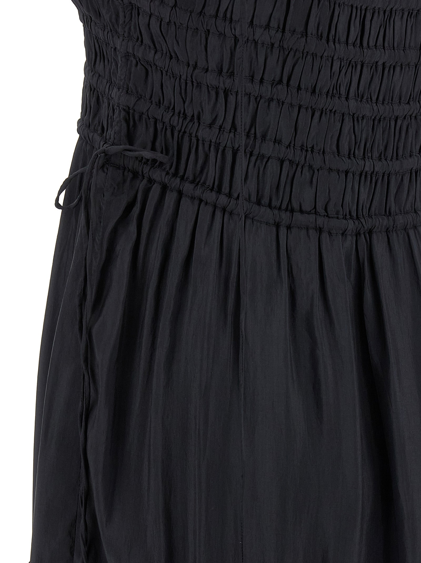 Ganni Graues Viskose-Langarmkleid
