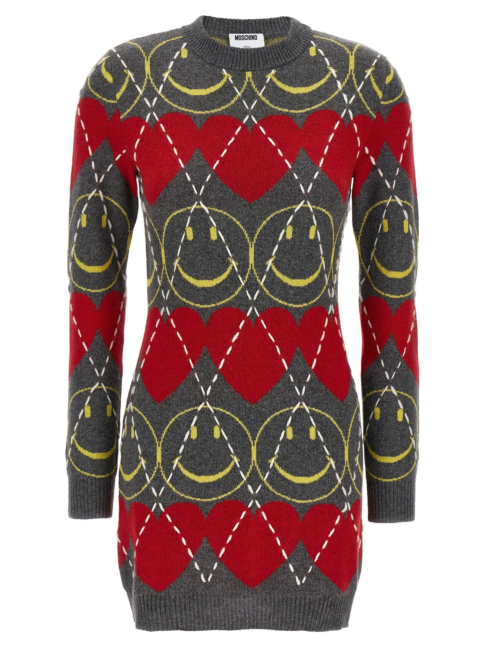 Moschino Kurzes Kleid aus mehrfarbiger Wolle