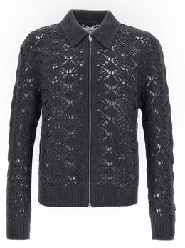 Jil Sander Grauer Cardigan aus reiner Schurwolle