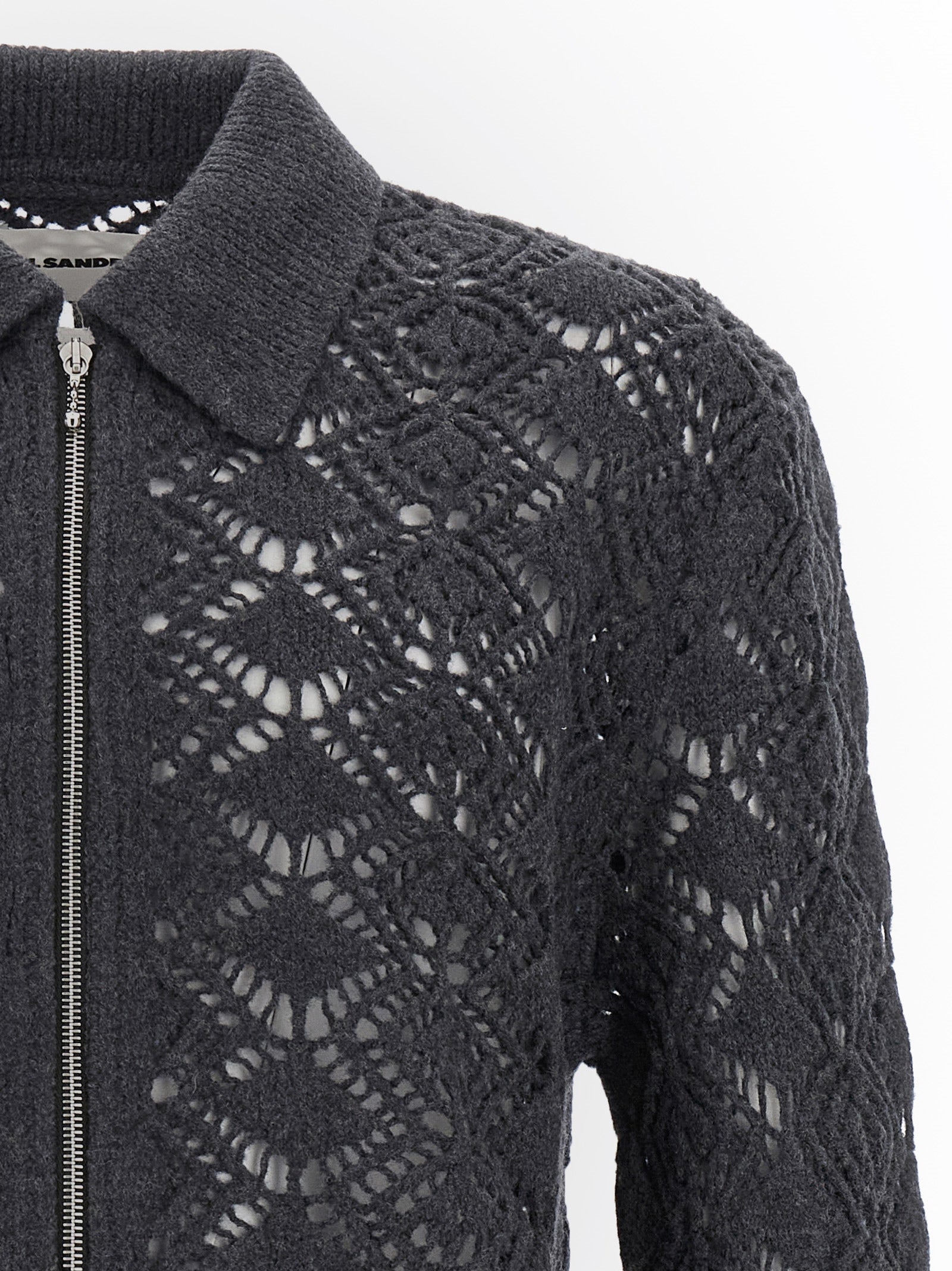 Jil Sander Grauer Cardigan aus reiner Schurwolle