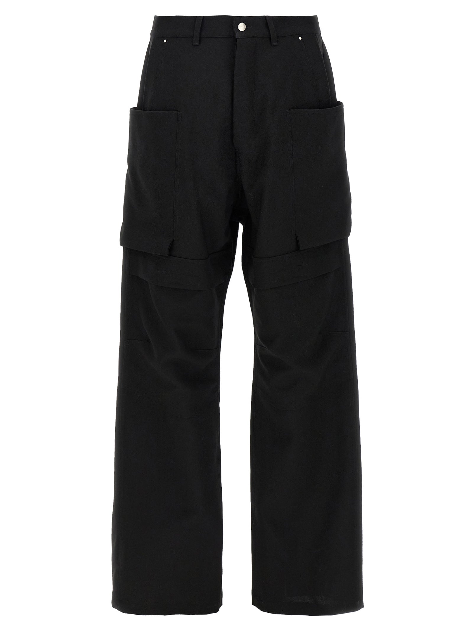 Rick Owens Schwarze Cargo-Hose aus reiner Schurwolle