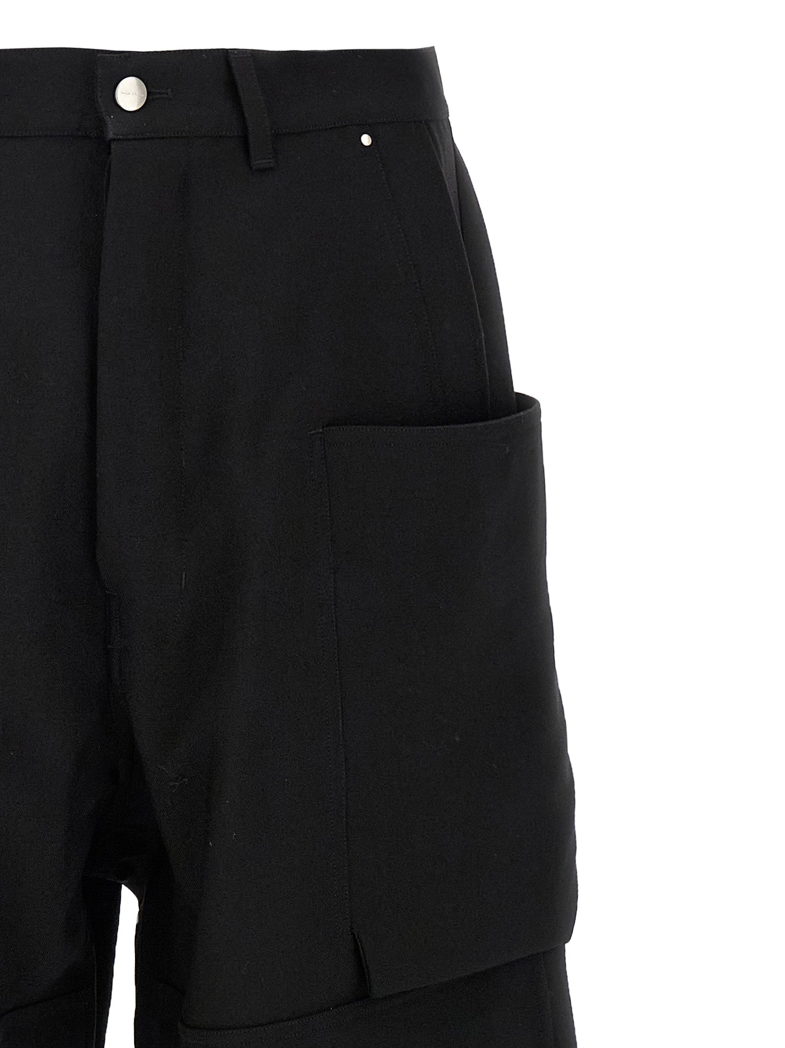 Rick Owens Schwarze Cargo-Hose aus reiner Schurwolle