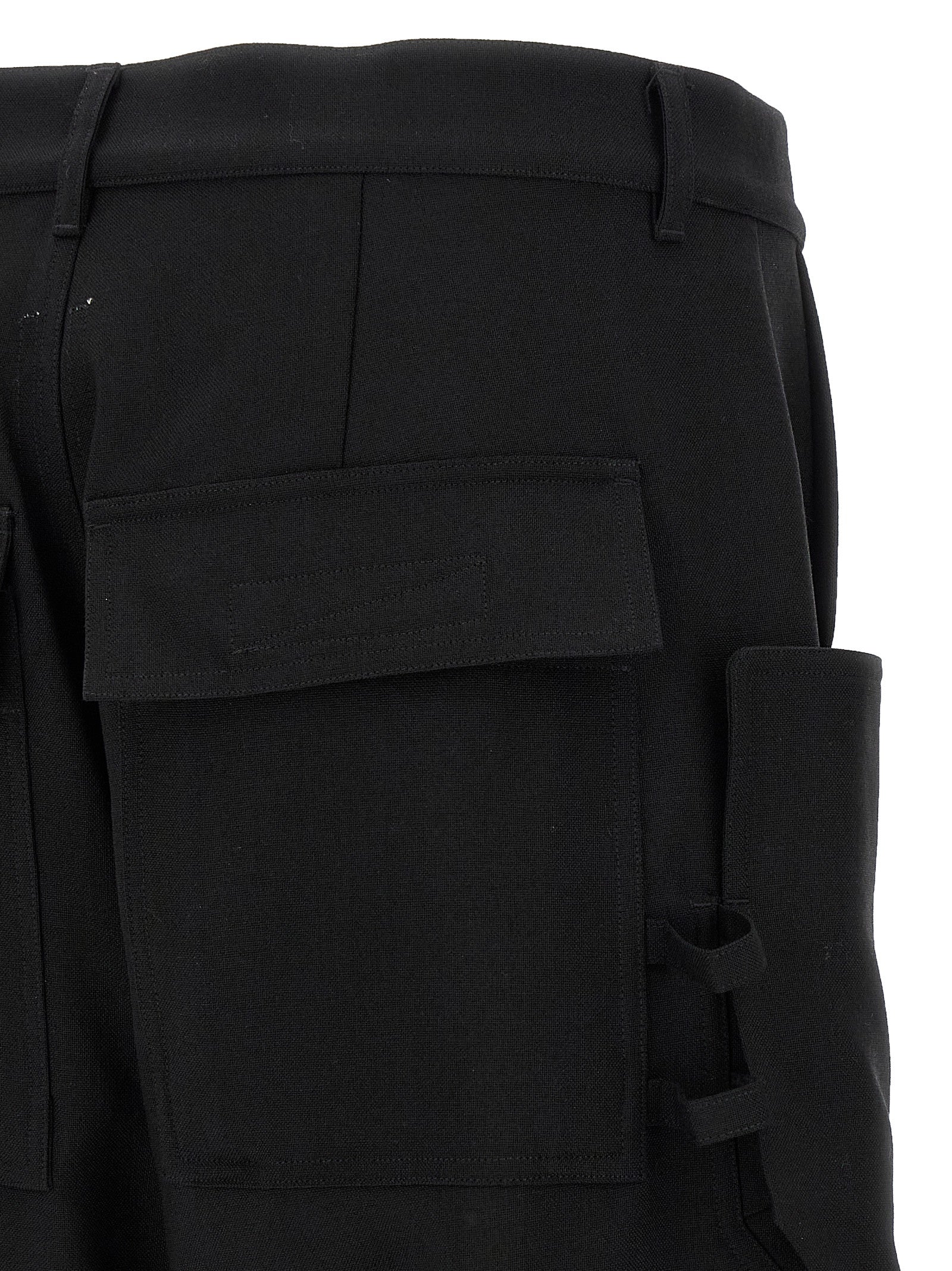 Rick Owens Schwarze Cargo-Hose aus reiner Schurwolle