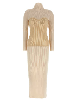 Jean Paul Gaultier Langes Kleid aus beiger Merinowolle