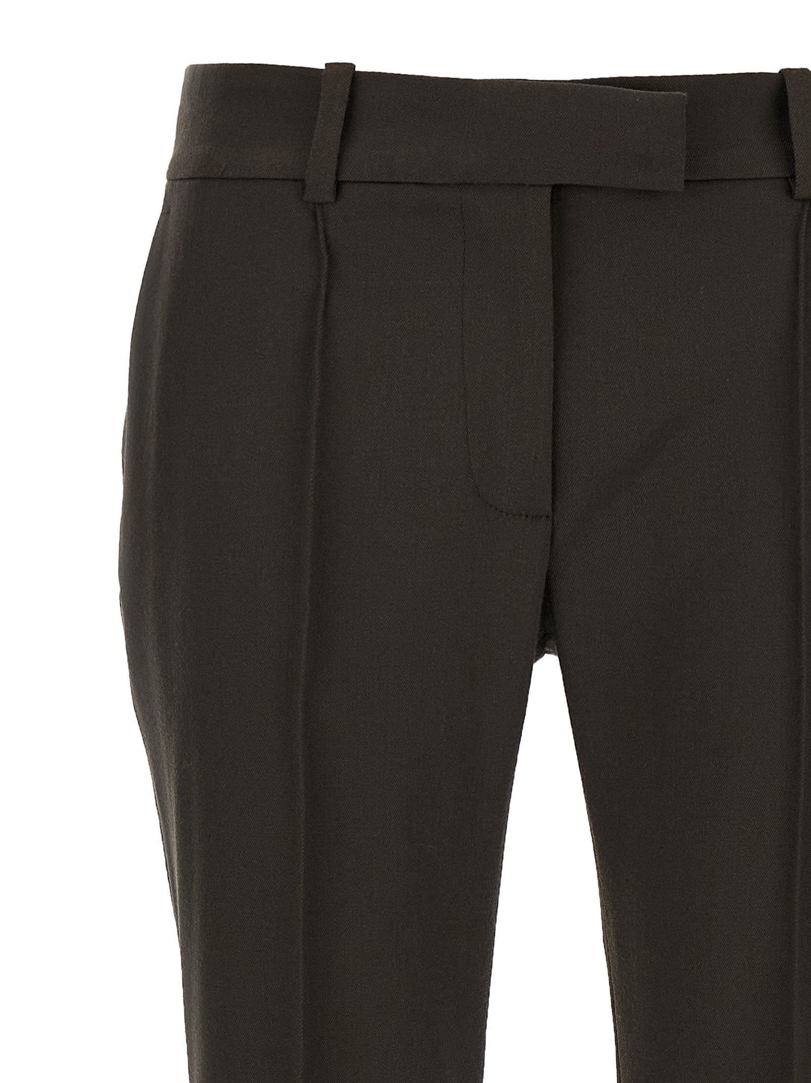 The Attico Braune Hose aus reiner Schurwolle mit ausgestelltem Bein