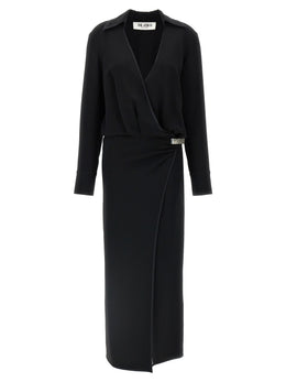 The Attico Schwarzes Midi-Kleid aus Maraboufeder