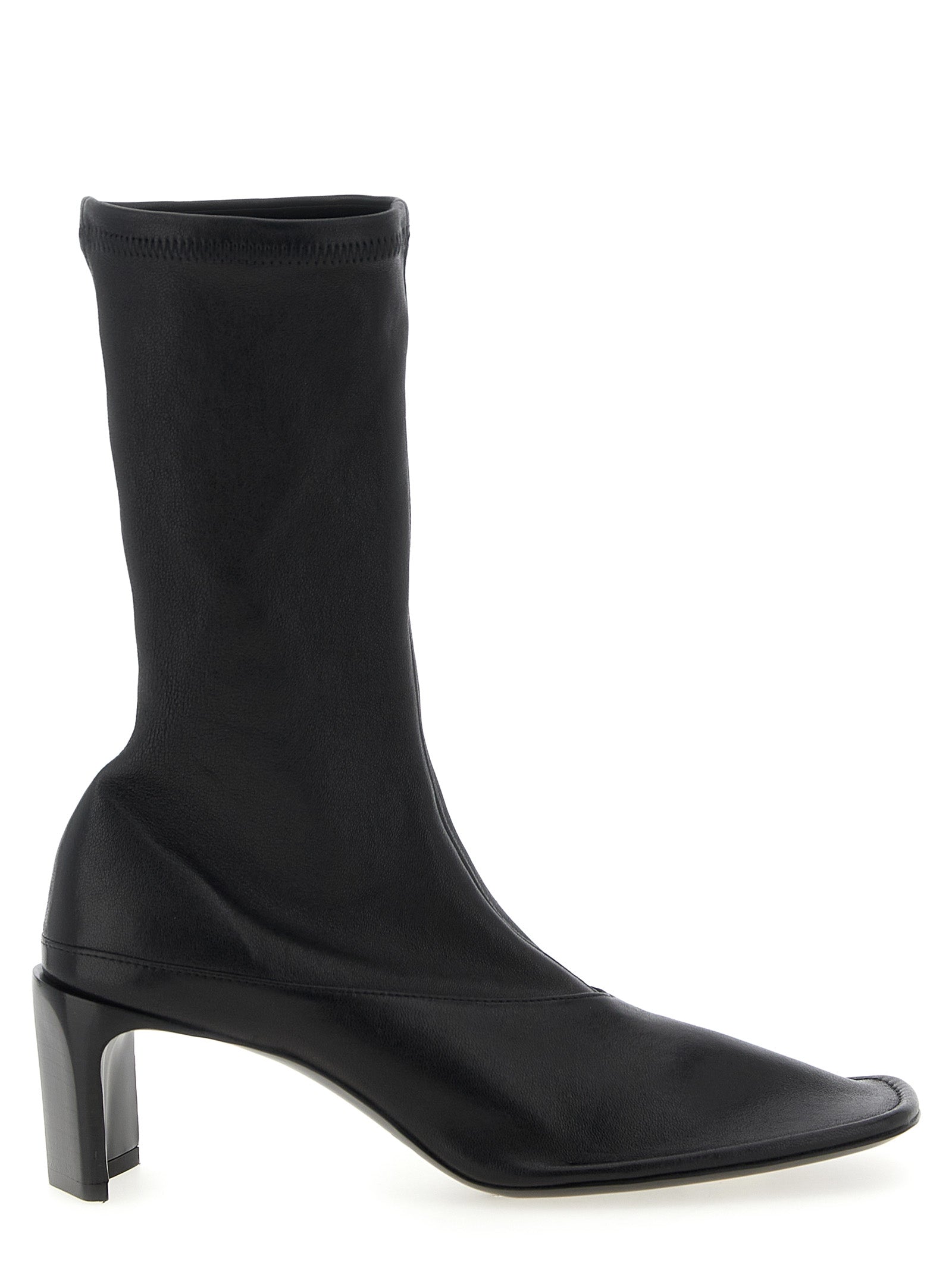 Jil Sander Schwarze Stiefeletten aus Lammleder