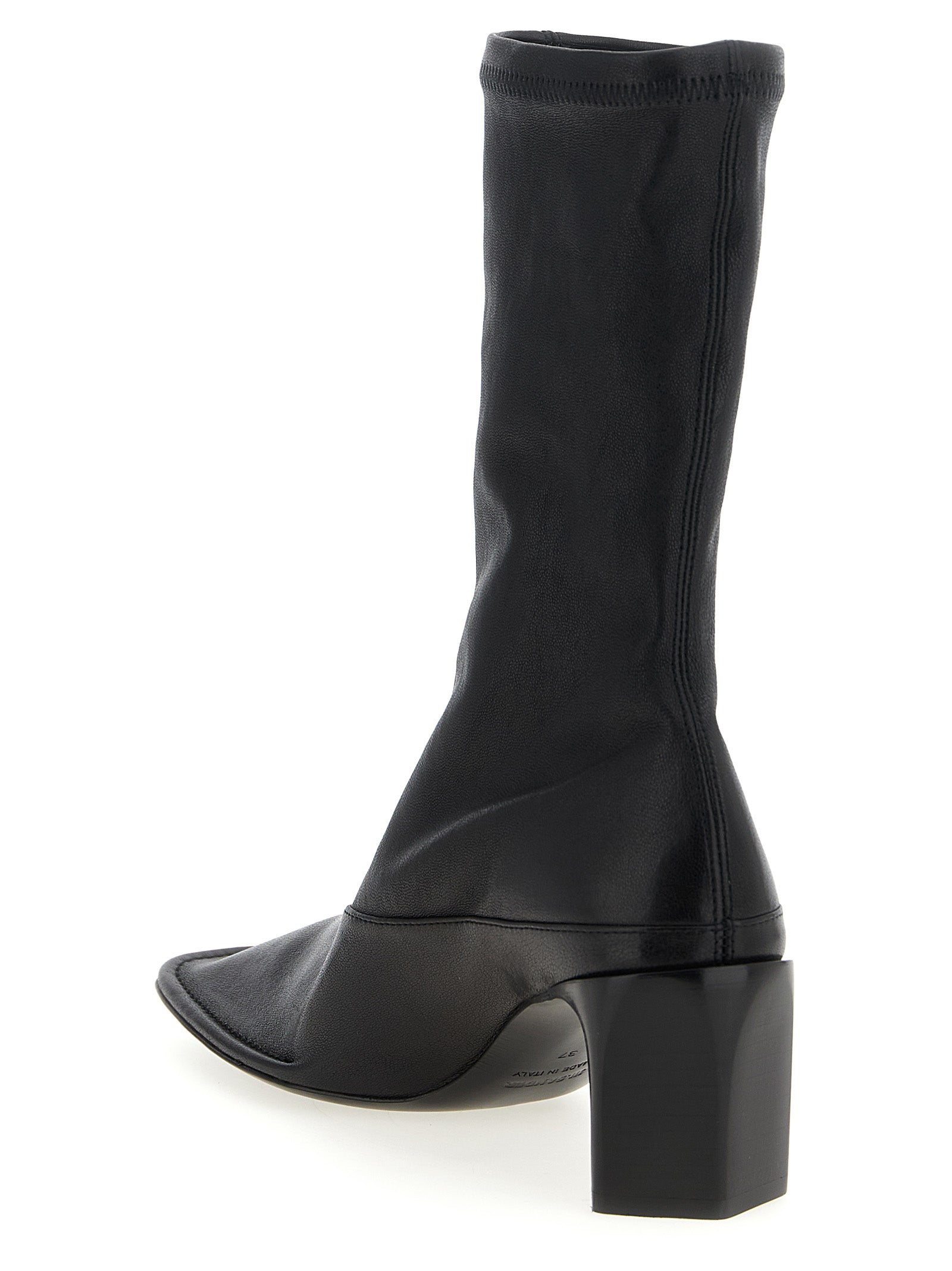 Jil Sander Schwarze Stiefeletten aus Lammleder