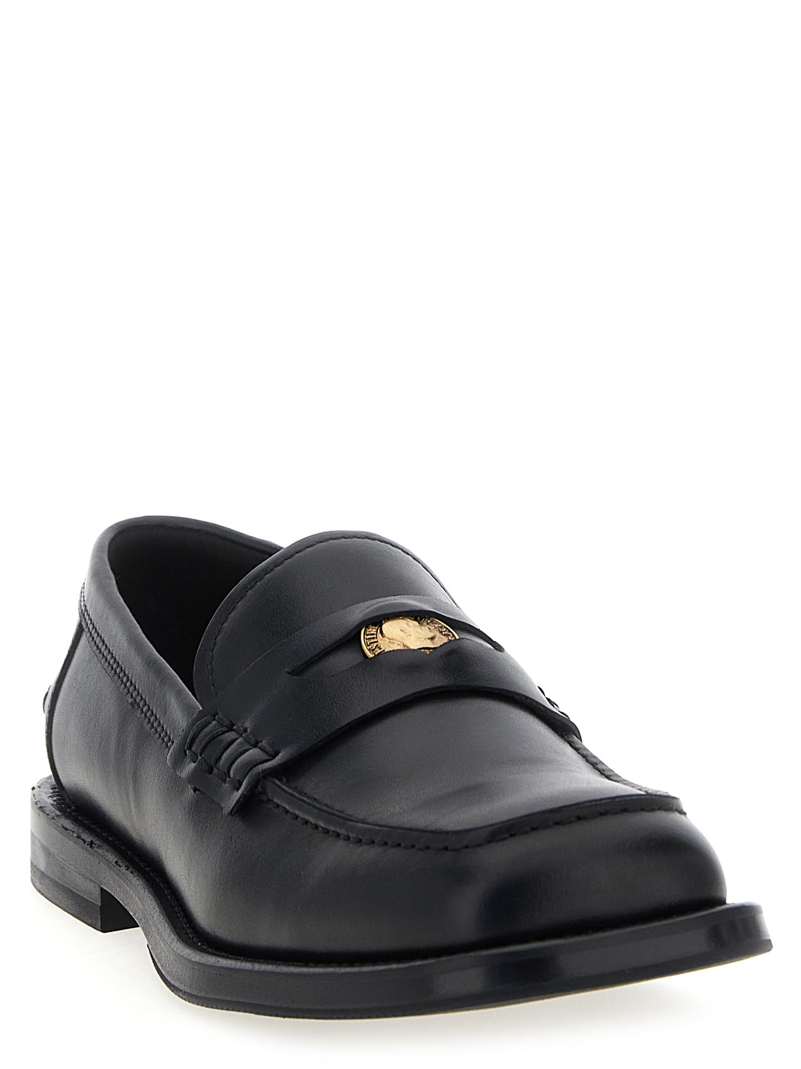 Moschino Schwarze Loafer aus Samt und Leder zum Hineinschlüpfen