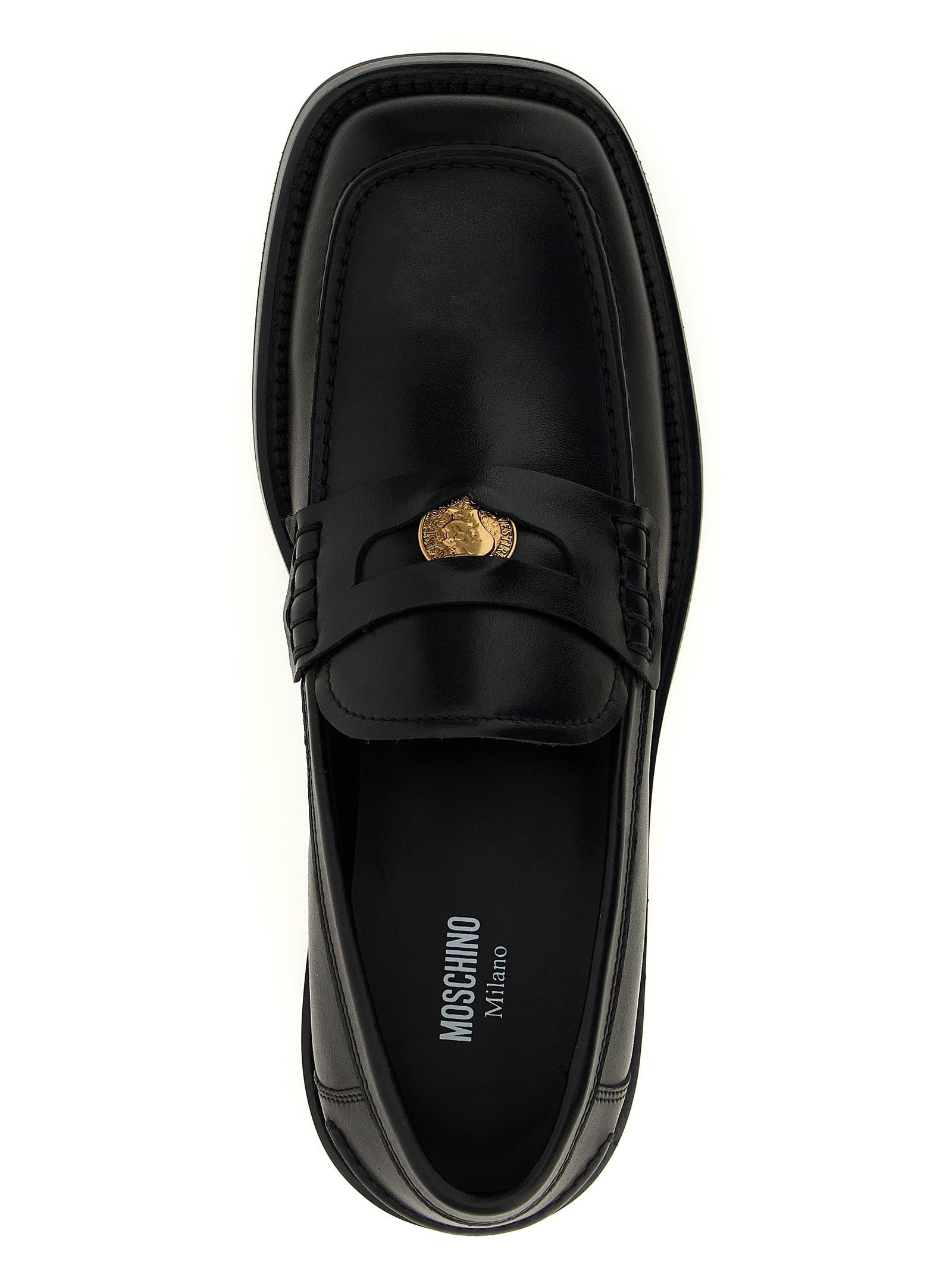 Moschino Schwarze Loafer aus Samt und Leder zum Hineinschlüpfen