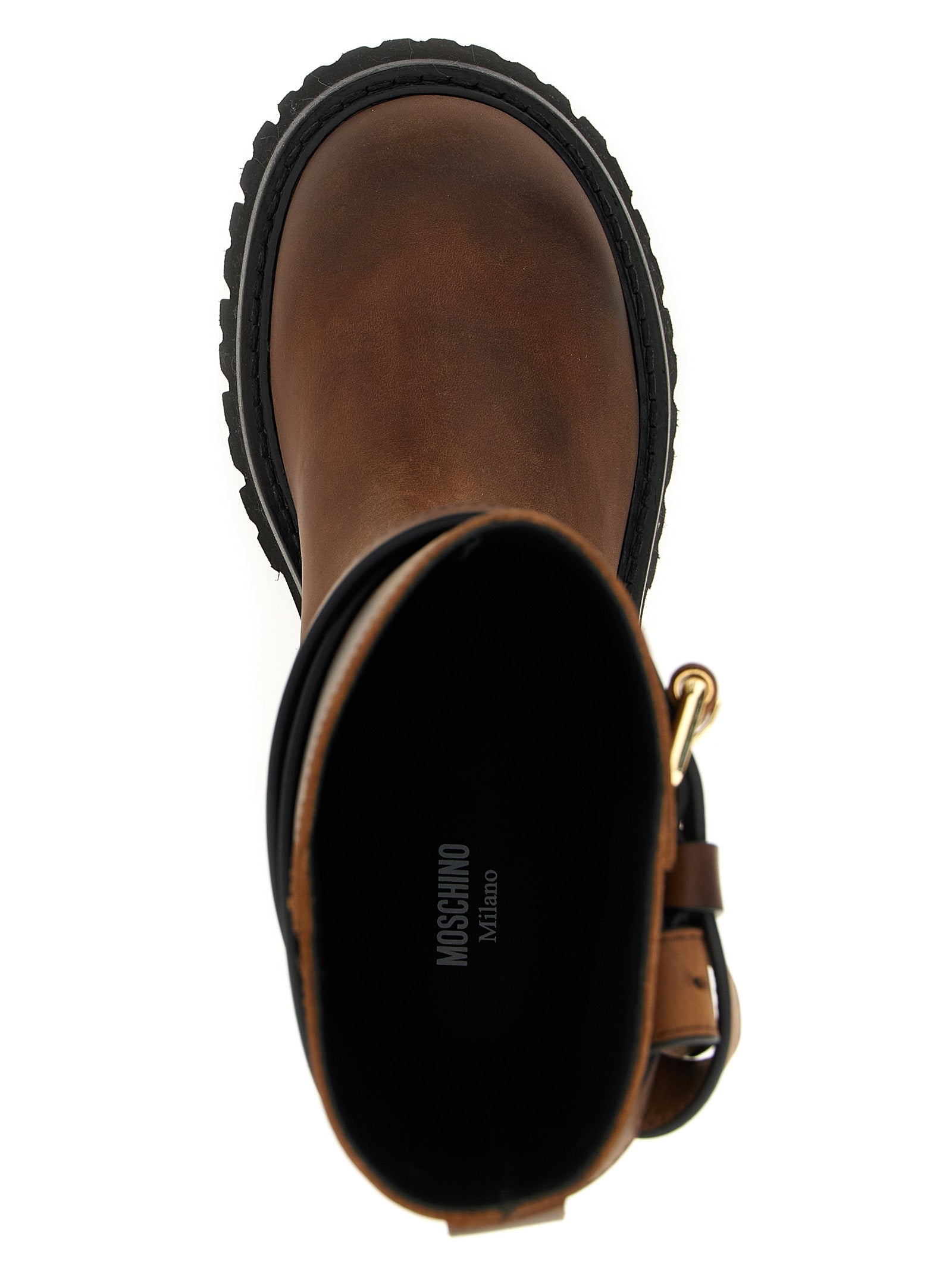 Moschino Braun Samtleder Overknee-Stiefel