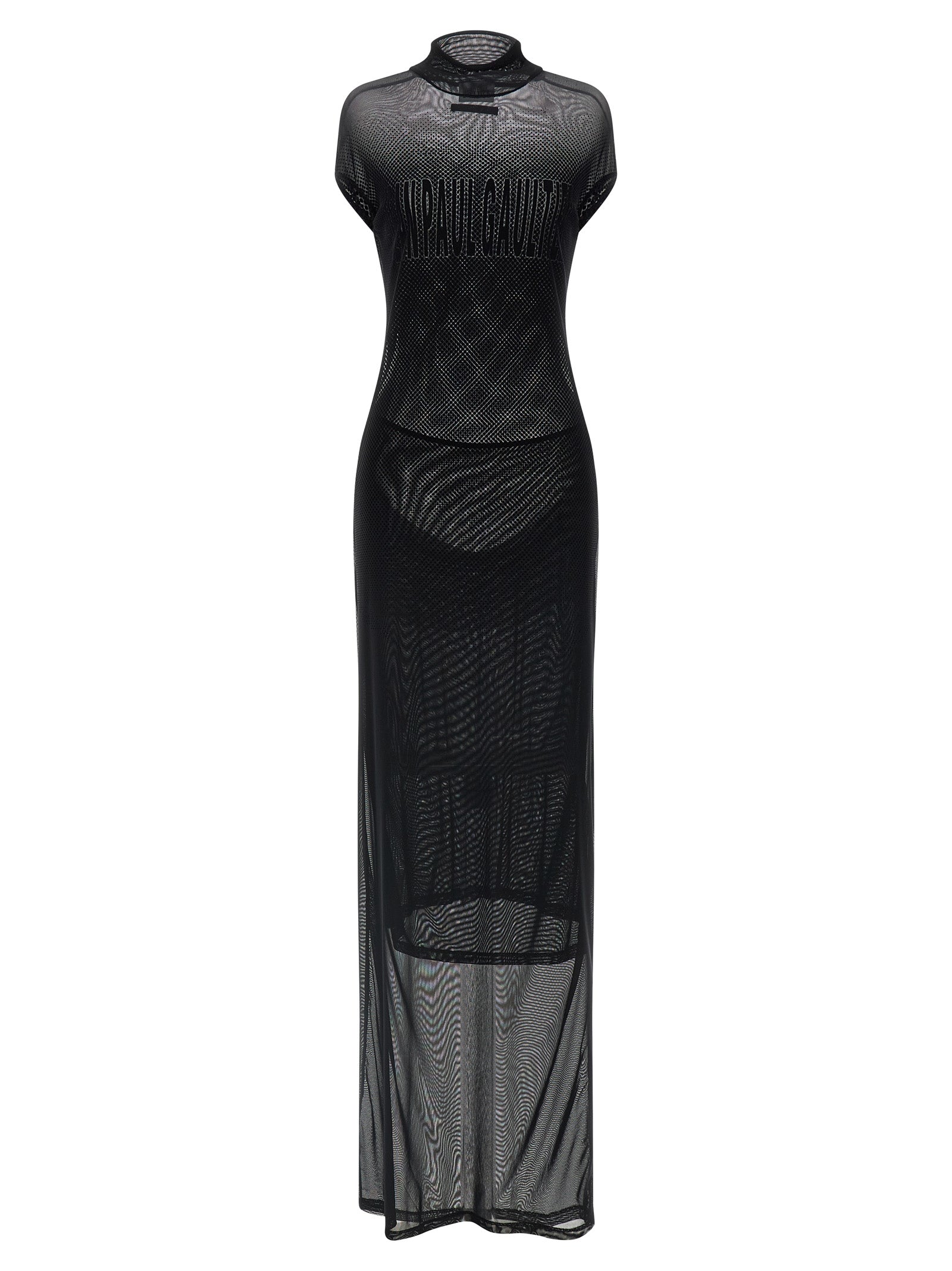 Jean Paul Gaultier Schwarzes Polyamid-Maxikleid