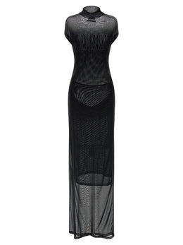 Jean Paul Gaultier Schwarzes Polyamid-Maxikleid