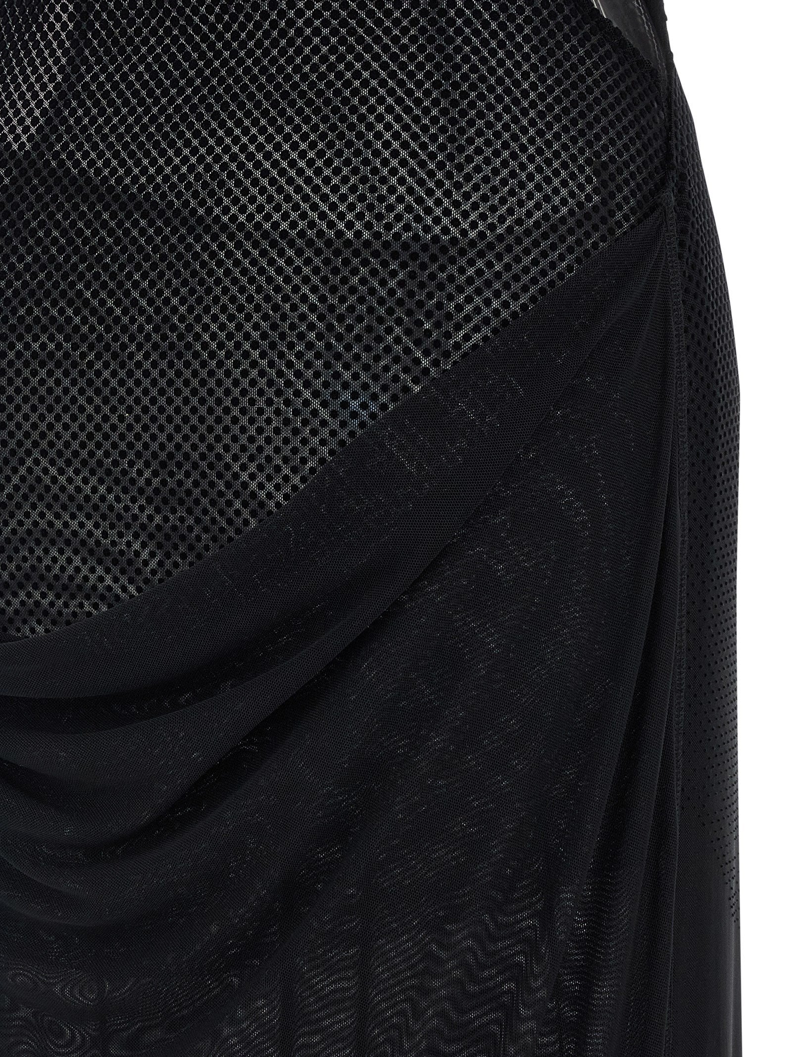 Jean Paul Gaultier Schwarzes Polyamid-Maxikleid