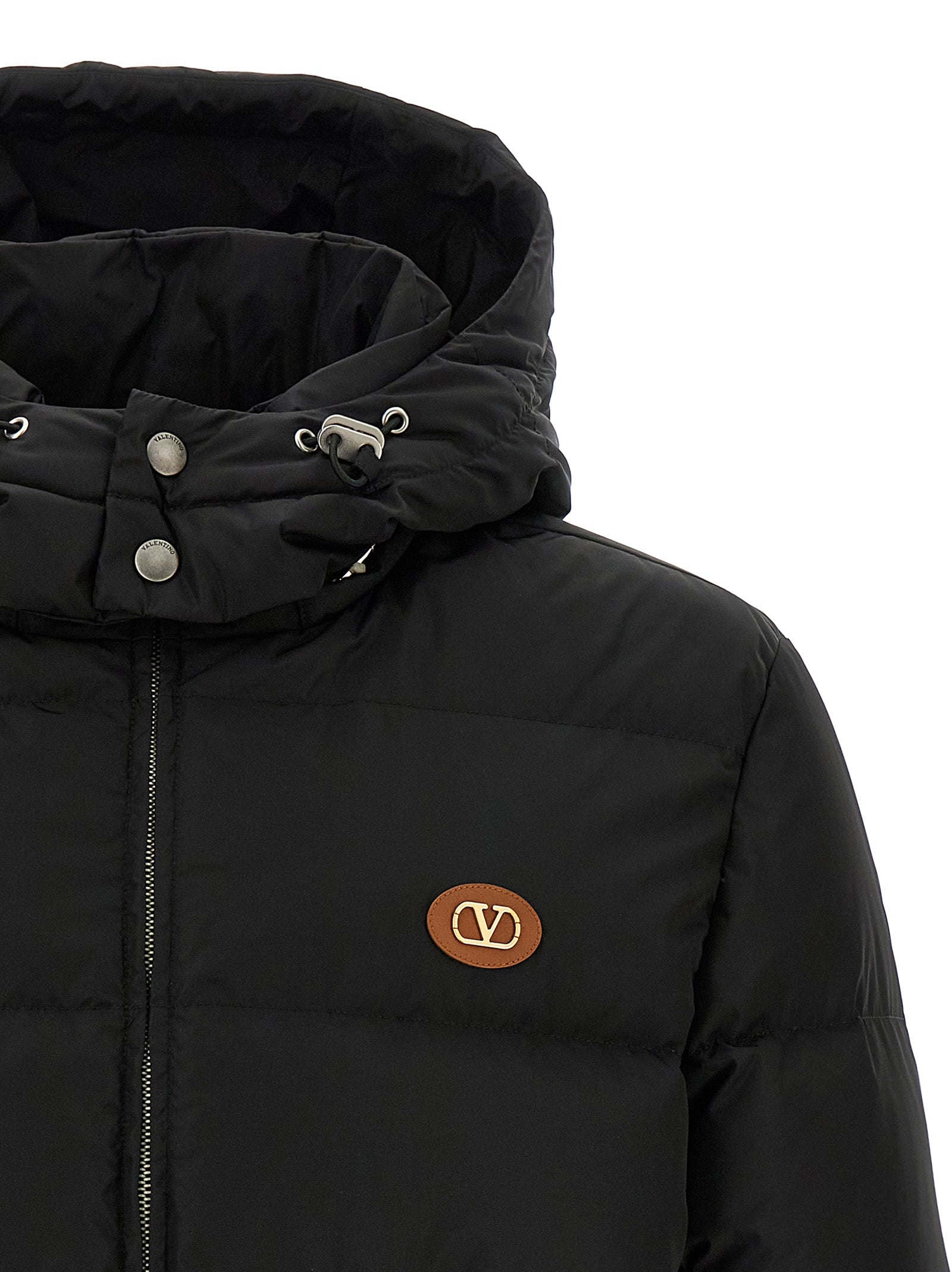 Valentino Garavani Schwarze Polyamid-Jacke in voller Länge