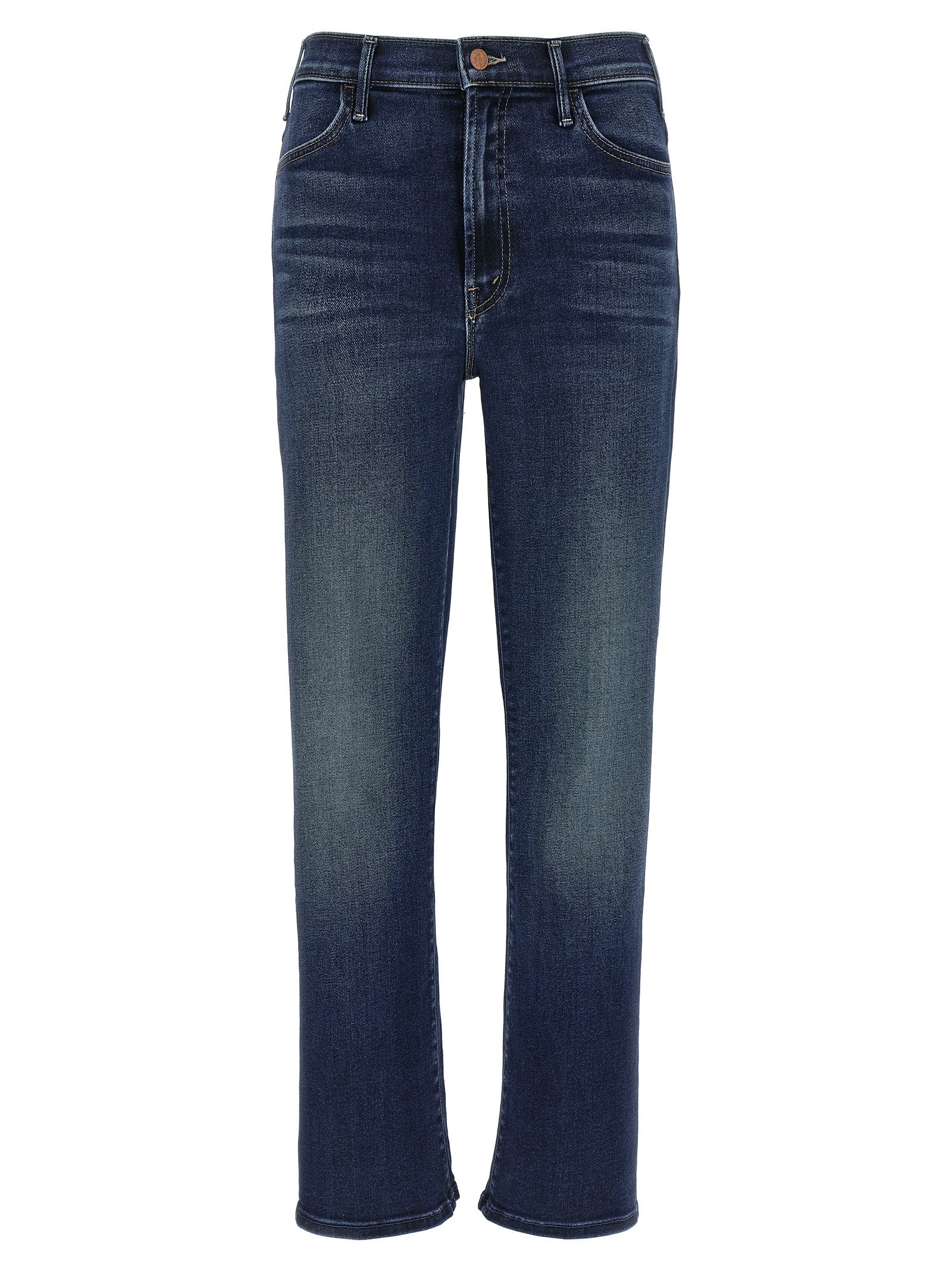 Mother Denim Blaue Baumwoll-Jeans mit ausgestelltem Bein
