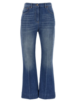 Valentino Garavani Blaue Baumwoll-Jeans mit ausgestelltem Bein