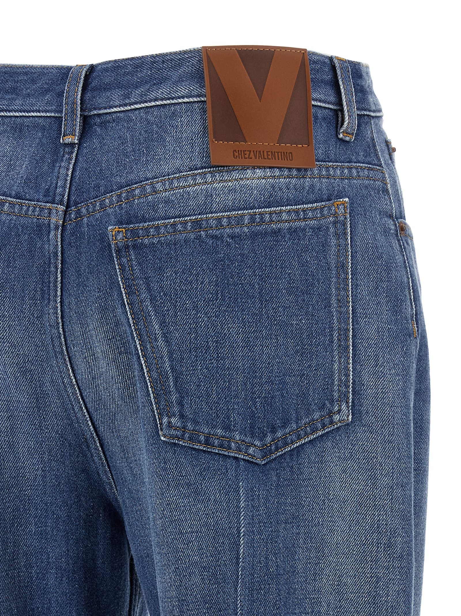 Valentino Garavani Blaue Baumwoll-Jeans mit ausgestelltem Bein